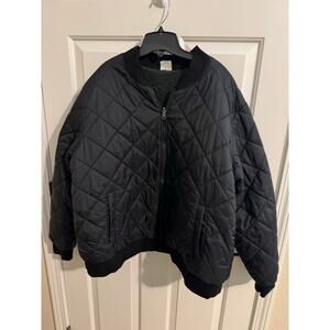 Alyned New Together Jacket Reversible Fleece Quilted Black Green Plus 2X